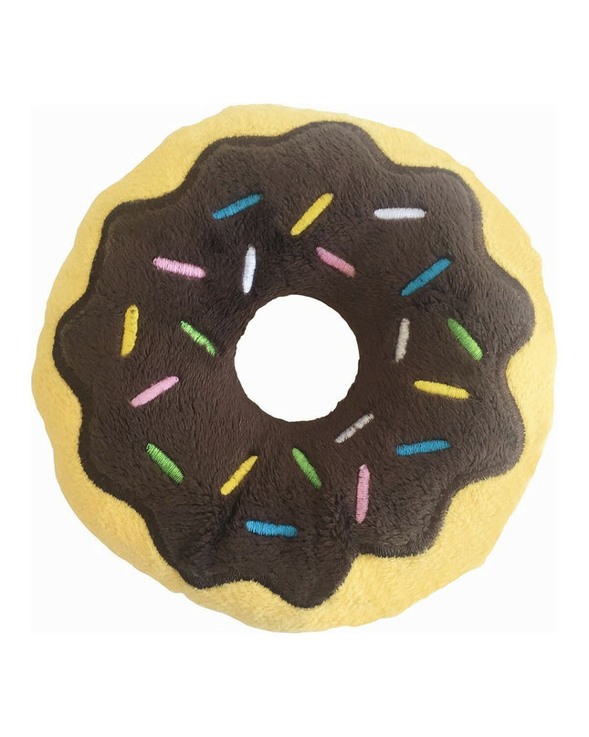 Chocolate donut-shaped dog toy from Gloria, 3x5x14 cm, designed for dogs, in brown with a soft plush appearance.