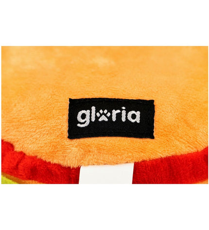 Colorful Gloria Hamburg Dog Toy in multicolored polyester, shaped like a hamburger, measuring 14x6 cm for dogs.