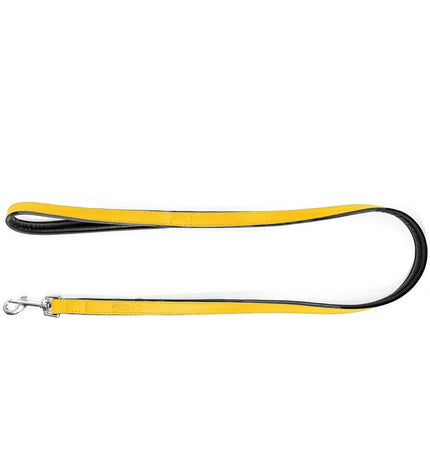 Yellow Gloria dog leash, 1.8m x 100cm, durable nylon with metal clip for secure walking of pets.