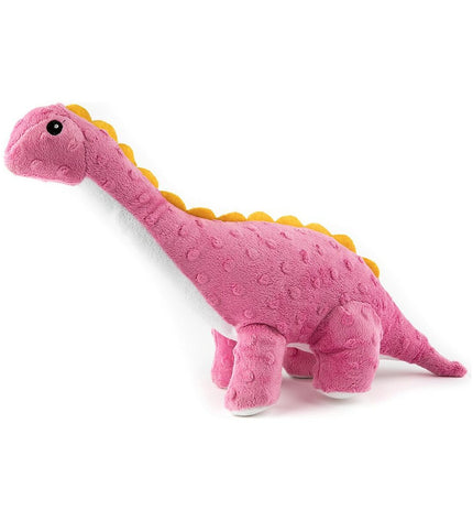 Pink dinosaur dog plush toy by Gloria, measuring 10x45x20 cm, made of polyester and polypropylene for playful pets.