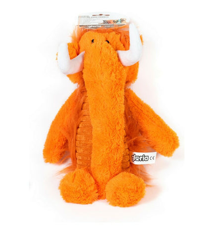 Gloria orange polyester dog plush toy measuring 20x35 cm, soft and durable for dogs, with a monster design.