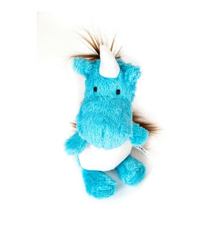 Blue Gloria dog plush toy made of polyester and polypropylene, designed for dogs to chew and play with.