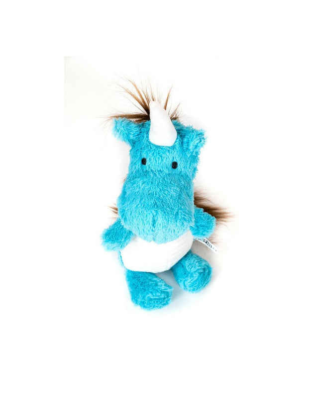Blue Gloria dog plush toy made of polyester and polypropylene, designed for dogs to chew and play with.