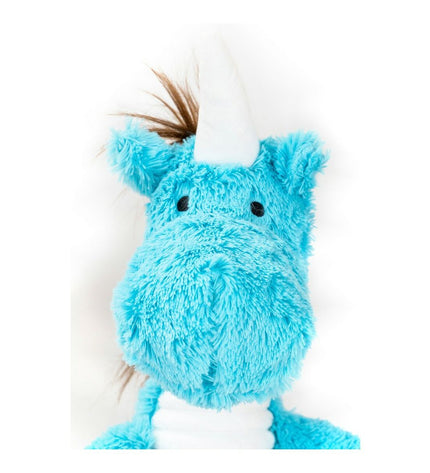 Blue Gloria dog plush toy made of polyester and polypropylene, designed for dogs, with a soft, cuddly appearance.
