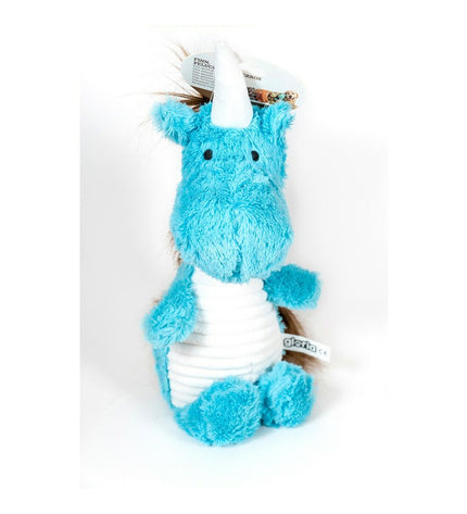 Blue Gloria dog plush toy made of polyester and polypropylene, featuring a monster design for dogs.