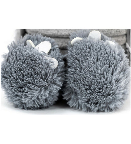 Gray Gloria dog plush toy made of polyester and polypropylene, measuring 20x35 cm, suitable for playful dogs.