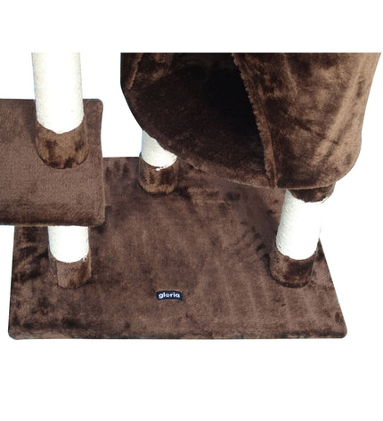 Cat tree for cats by Gloria, brown wooden scratching post with sisal and paper elements, measuring 55x40x120 cm.