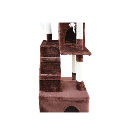 Brown Gloria cat tree with scratching posts, platforms, and sisal-covered surfaces for climbing and play.