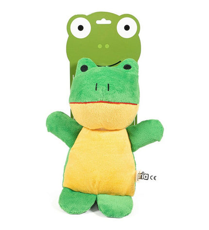Gloria Rafiki 20 cm Kikker dog plush toy, soft dog toy for pets, in bright green with detailed features.