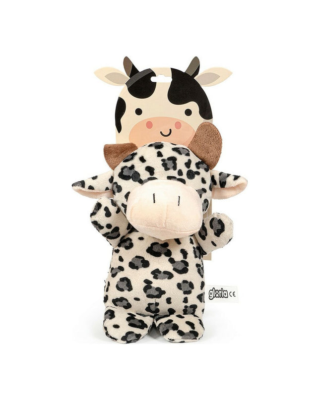 Beige Gloria Marvel dog plush toy in the shape of a cow made from polyester and polypropylene, designed for dogs.