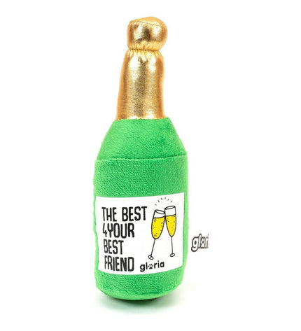 Green Gloria Champcane dog plush toy made of polyester and polypropylene, designed for dogs' play and comfort.