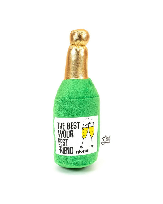 Green Gloria Champcane dog plush toy made of polyester and polypropylene, designed for dogs' play and comfort.
