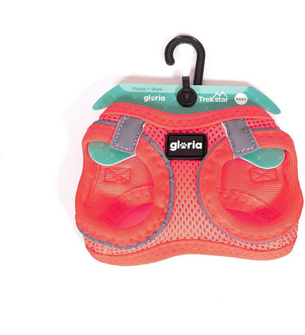Gloria Air Mesh Trek Star pink adjustable dog harness for small dogs, size XXXS (18-20 cm) with breathable mesh material.