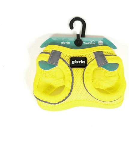 Gloria Air Mesh Trek Star yellow dog harness for small breeds, adjustable size XXXS (18-20 cm) with breathable mesh fabric.