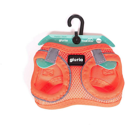 Orange adjustable dog harness Gloria Air Mesh Trek Star in size XXXS (18-20 cm) with breathable mesh material for small dogs.