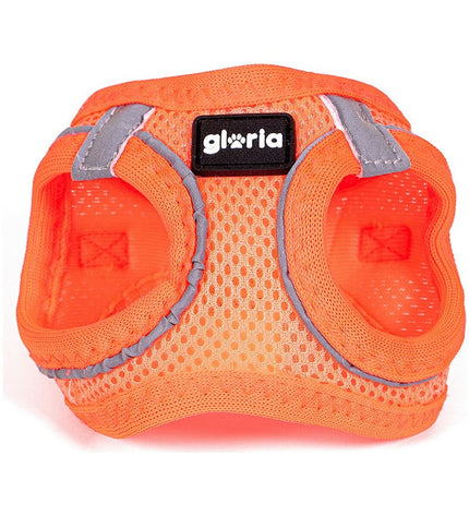 Gloria Air Mesh Trek Star orange adjustable dog harness in size XXXS (18-20 cm) with breathable mesh for small dogs.