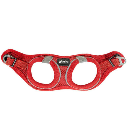 Red Gloria Air Mesh Trek Star dog harness in XXXS size (18-20 cm) with adjustable straps, lightweight and breathable for small dogs.