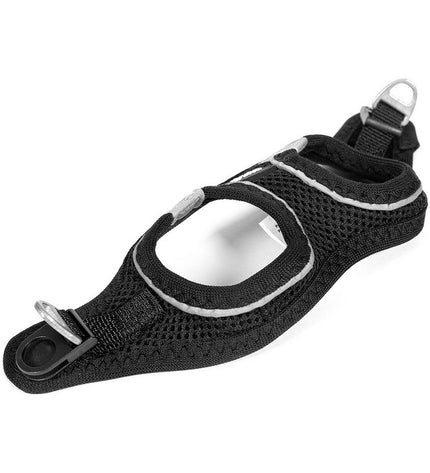 Black adjustable Gloria Air Mesh dog harness in size XXXS (18-20 cm), lightweight and comfortable for small dogs.
