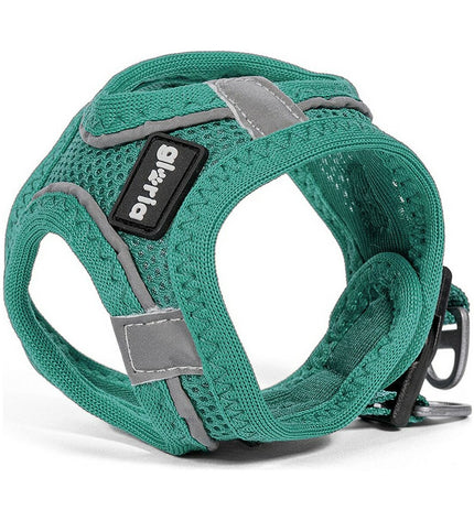 Turquoise Gloria Air Mesh Trek Star adjustable dog harness in XXXS size for small dogs, with breathable mesh and vibrant design.