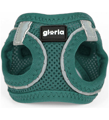 Gloria Air Mesh Trek Star turquoise adjustable dog harness in size XXXS for small dogs, showing breathable mesh and sturdy straps.