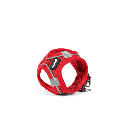 Red Gloria Trek Star dog harness for small breeds, adjustable 24-26 cm and 28-28.6 cm, XXS size, designed for comfortable fit.
