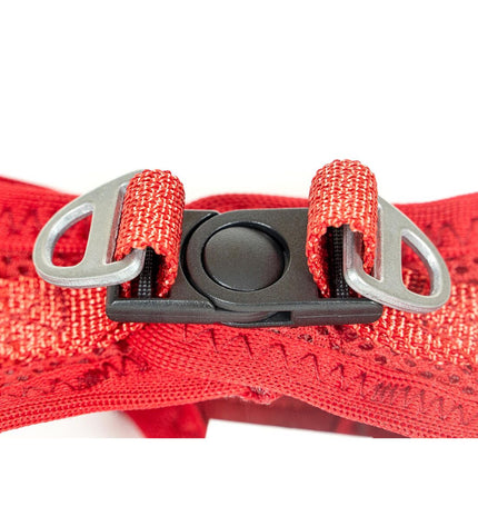 Red Gloria Trek Star dog harness for small dogs, adjustable size 24-26 cm or 28-28.6 cm, XXS, with padded design.
