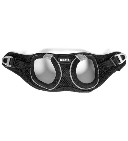 Black Gloria Air Mesh star dog harness in XXS size (24-26 cm) with star pattern, lightweight and breathable for small dogs.