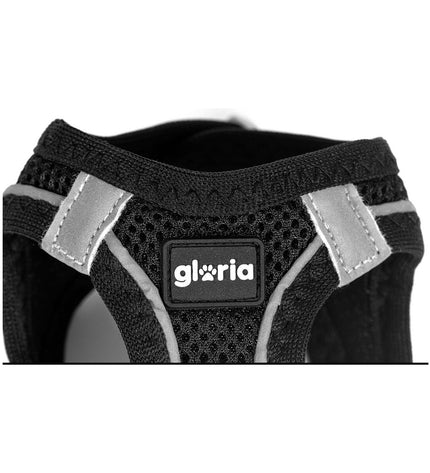 Black Gloria Air Mesh star dog harness in size XXS (24-26 cm) with breathable mesh and star design for small dogs.