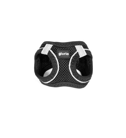Black Gloria Trek Star dog harness in size S, with adjustable straps for dogs with neck 29.4-32.6 cm and chest 41.4-43 cm.