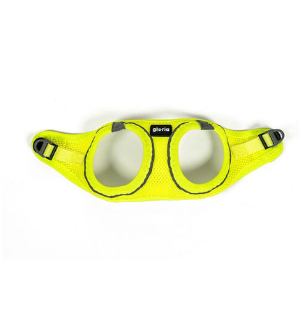 Yellow Gloria Air Mesh dog harness, adjustable size L (33.4-35 cm), lightweight and breathable for comfortable walks.