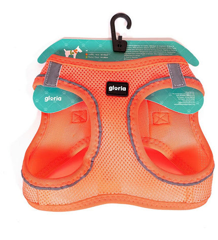 Orange Gloria Air Mesh Trek Star adjustable dog harness with breathable mesh, size L (33.4-35 cm), suitable for active dogs.