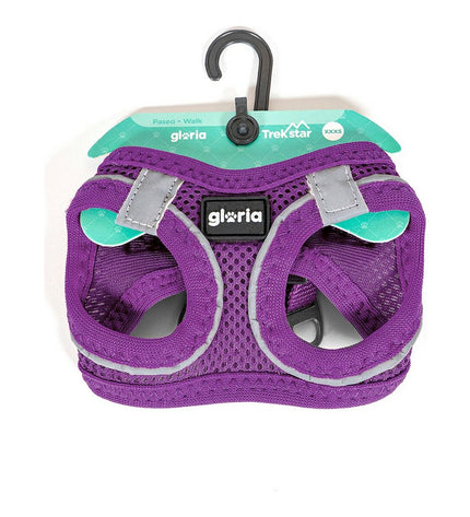 Gloria Air Mesh Trek Star purple adjustable dog harness with breathable mesh, suitable for medium-sized dogs 33.4-35 cm.