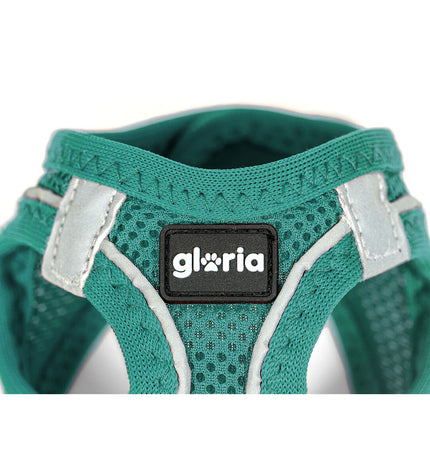Gloria Trek Star turquoise dog harness for medium-sized dogs, adjustable 33.4-35 cm and 51-52 cm, comfortable pet accessory
