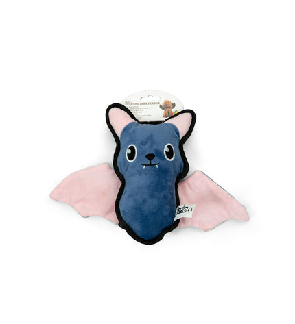 Gloria black polyester dog plush toy shaped like a bat for dogs, made from durable polyester and polypropylene.