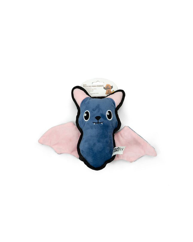 Gloria black polyester dog plush toy shaped like a bat for dogs, made from durable polyester and polypropylene.
