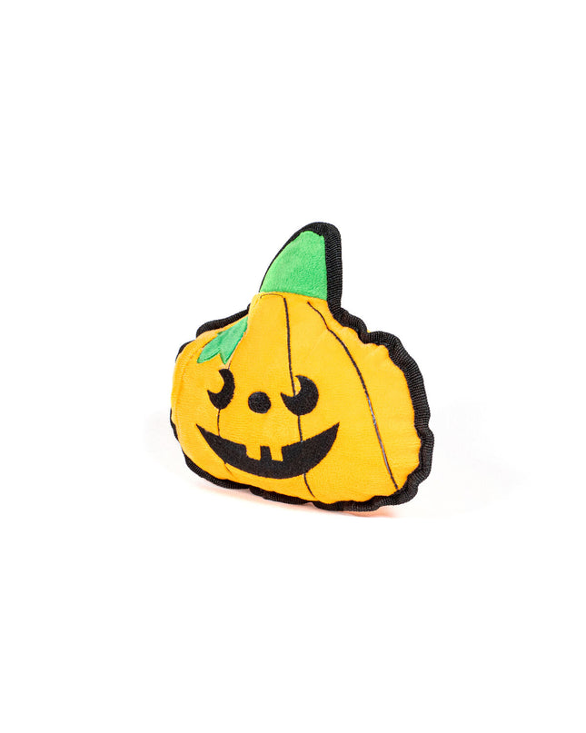 Gloria orange polyester dog plush toy shaped like a pumpkin, soft and durable for playful pets.