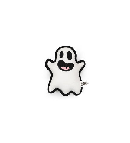 Gloria dog plush toy in white polyester with spooky ghost design, soft and durable for playful dogs.