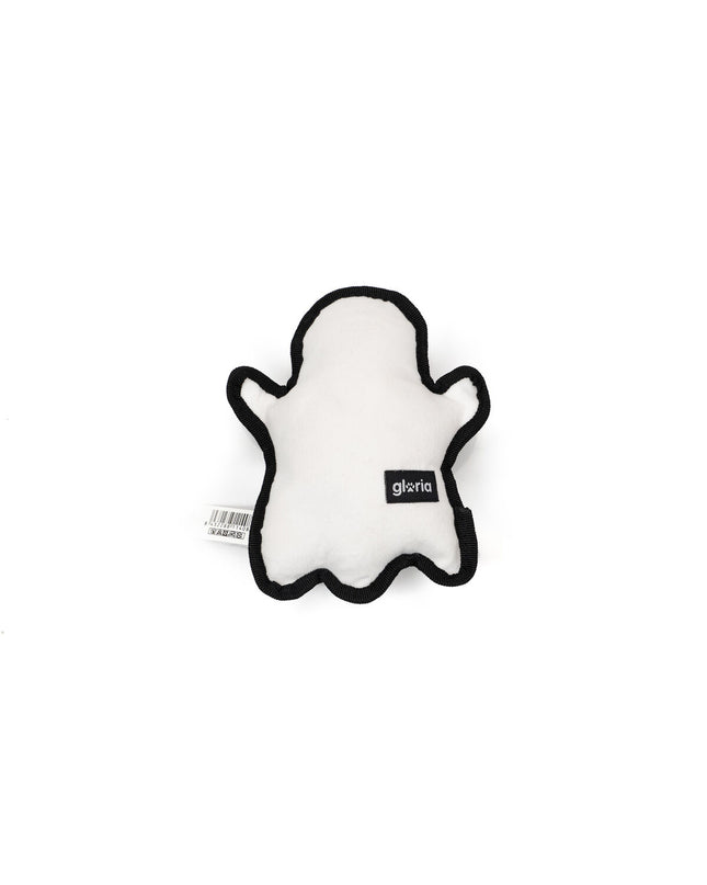 Gloria dog plush toy in white polyester and polypropylene, shaped like a spooky ghost for dogs.