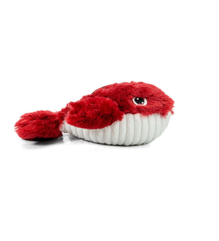Red Gloria polyester dog plush toy in the shape of a fish, designed for dogs to chew and play with.