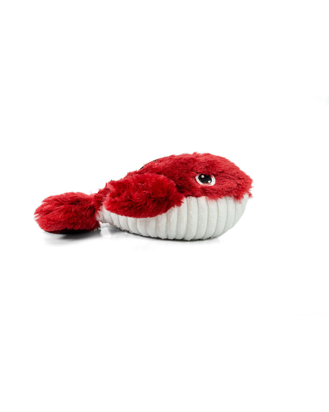 Red Gloria polyester dog plush toy in the shape of a fish, designed for dogs to chew and play with.