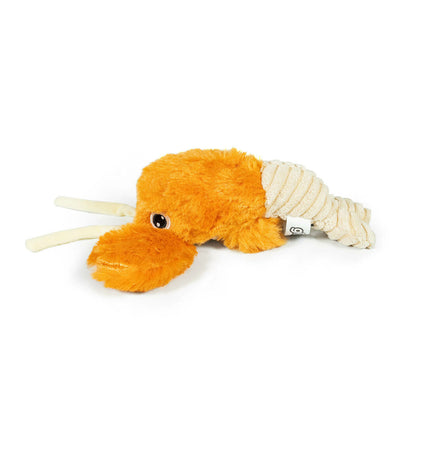 Orange Gloria dog plush toy made of polyester and polypropylene, designed for dogs to chew and play with.