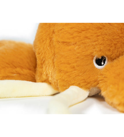 Orange Gloria dog plush toy made of polyester and polypropylene, soft and durable for pet play and comfort.