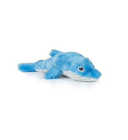 Gloria blauwe hondenknuffel in polyester en polypropyleen, Dolfijn vorm, zacht en geschikt voor comfort en speeltijd.