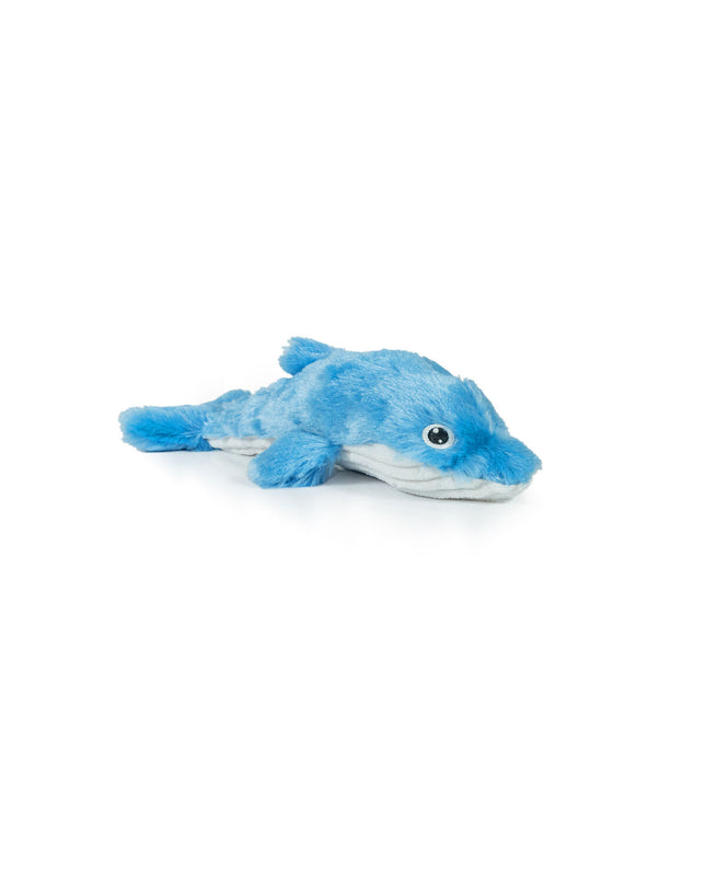 Gloria blauwe hondenknuffel in polyester en polypropyleen, Dolfijn vorm, zacht en geschikt voor comfort en speeltijd.
