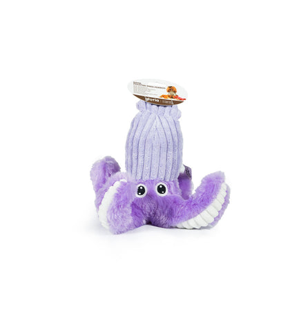 Purple Gloria dog plush toy in octopus shape made of polyester and polypropylene, soft and cuddly for dogs.