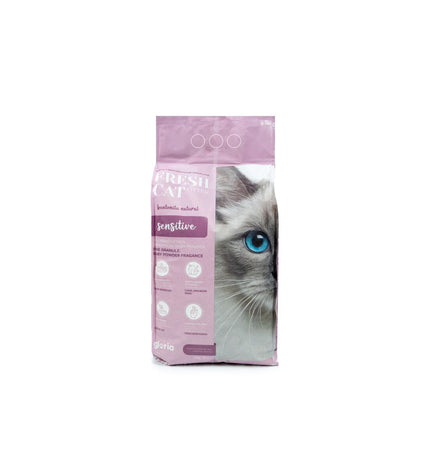 Gloria Bentonita Premium Sensitive cat litter in a 15 kg bag, soft and absorbent feline litter for sensitive cats.