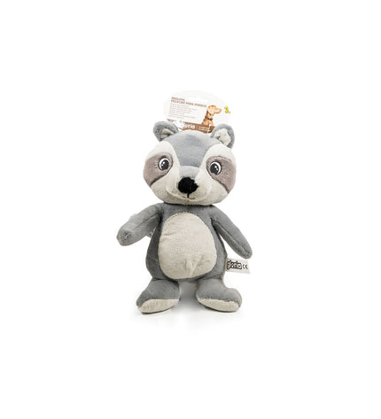 Gray Gloria dog plush toy made of polyester and polypropylene, soft and durable for dogs to cuddle and play with.