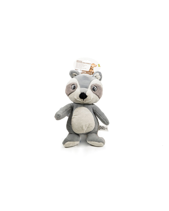 Gray Gloria dog plush toy made of polyester and polypropylene, soft and durable for dogs to cuddle and play with.