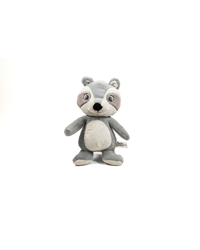 Gray Gloria dog plush toy made of polyester and polypropylene, soft and cozy for dogs to cuddle and play.