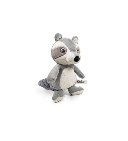 Gray Gloria dog plush toy made of polyester and polypropylene, soft and durable for dogs to cuddle and chew.